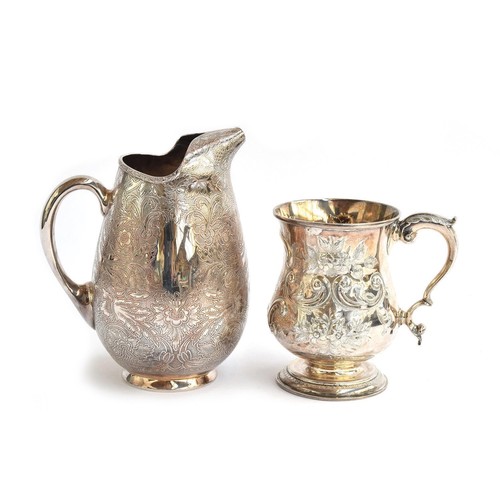 88 - A chased Victorian silver tankard by Charles Henry White & Francis Henry Hawkins, Birmingham 1870, 1... 