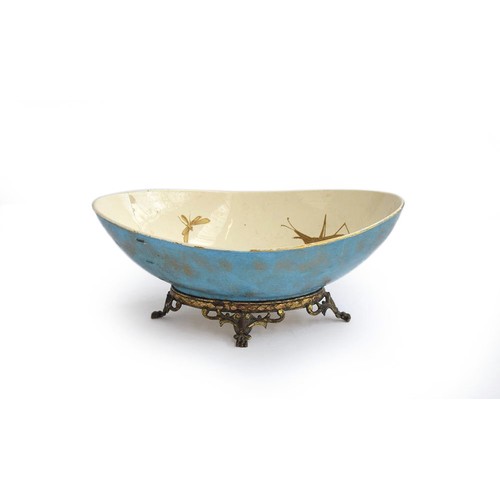 211 - A Hautin Boulenger & Cie Choisy-le-Roi bowl, the white interior decorated with hand painted gold ena... 