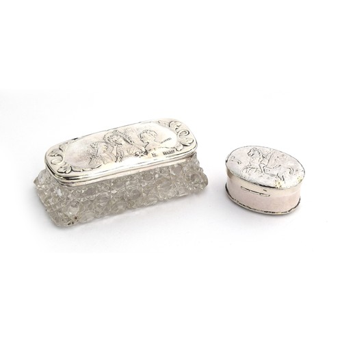 114A - A small Continental silver snuff box, import mark for London 1895, 4.5cm wide; together with a chase... 