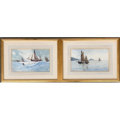 256 - 20th century British, two watercolours, one initialled R.P, depicting sailing boats on the South Dev... 