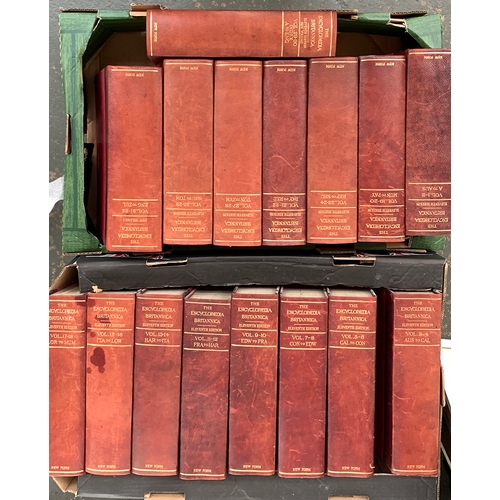 236 - Encyclopaedia Britannica, 1911 11th edition, 16 vols, three quarter leather bindings