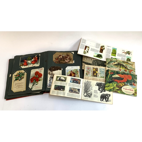 231 - A postcard album, together with a quantity of Brooke Bond cigarette cards