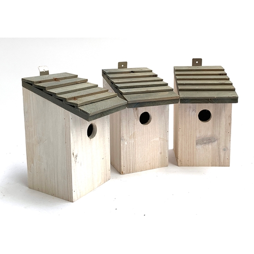 170 - Three bird boxes, each 22cmH