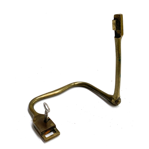 181 - An unusual Austrian brass padlock, with key, 11.5cmL