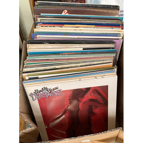 185 - A mixed box of vinyl LPs to include various genres, Nat King Cole, Herb Alpert etc