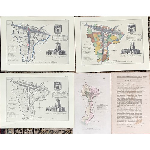 258A - Local interest, a coloured map of Bridport c.1801, 34x21.5cm; together with Municipal Corporation Bo... 