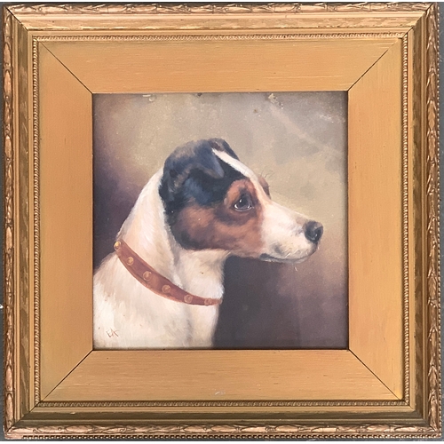 61 - Edward Aistrop (British, fl.1880-1920) Jack Russell Terrier monogrammed 'AE', oil on board, 24 x 23.... 