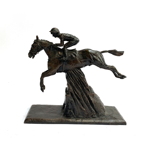 119 - A bronze study of a steeplechaser, marked SE to base, 2000, 24cm high