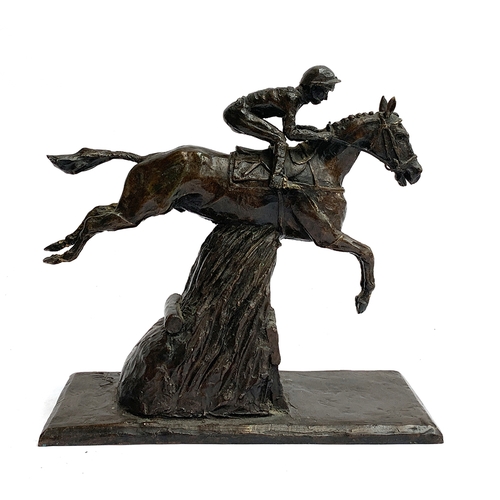 119 - A bronze study of a steeplechaser, marked SE to base, 2000, 24cm high