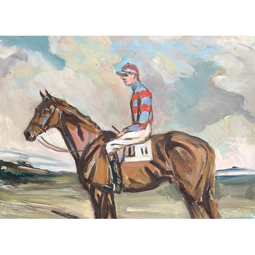 66 - 'Tim Thomas' jockey up, oil on canvas, signed indistinctly, 36x50