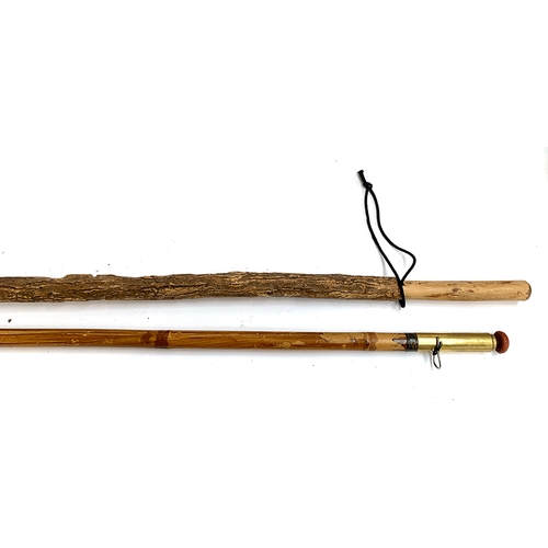 202 - A pair of wading staffs, one bamboo, brass and lead (2)