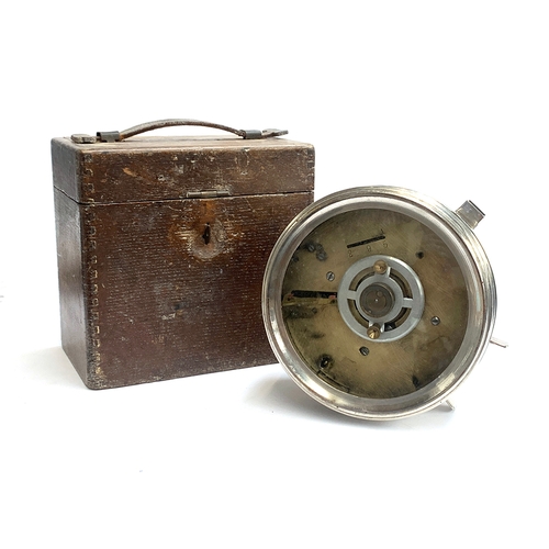 20 - Pigeon racing interest: a brass and nickel timer, 18cm diameter, in wooden case