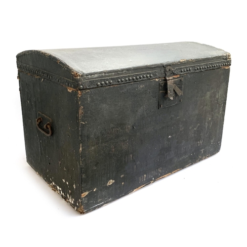 1058 - A Victorian pine dome top travel trunk by W. Rose Trunk, Box, Portmanteau and Carpet Bag manufacture... 