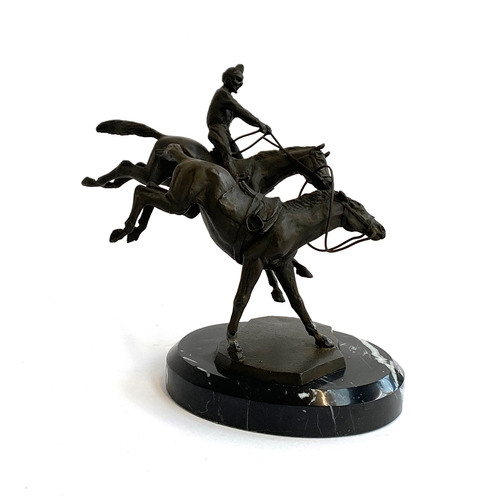 120 - A bronze figure group modelled by J. Osborne, The National Horseracing Museum 'Becher's Brook' The G... 