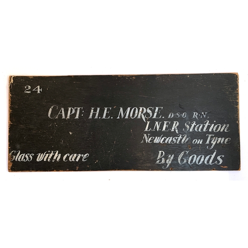 1084 - A vintage blackboard marked Captain H.E Morse 97x40cm