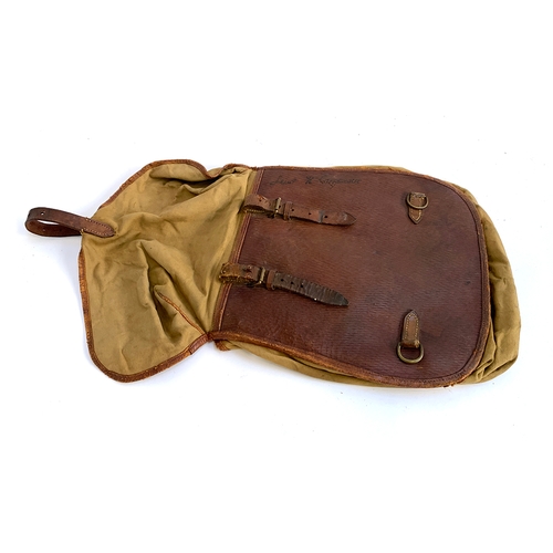 7 - A canvas and leather falconer's bag