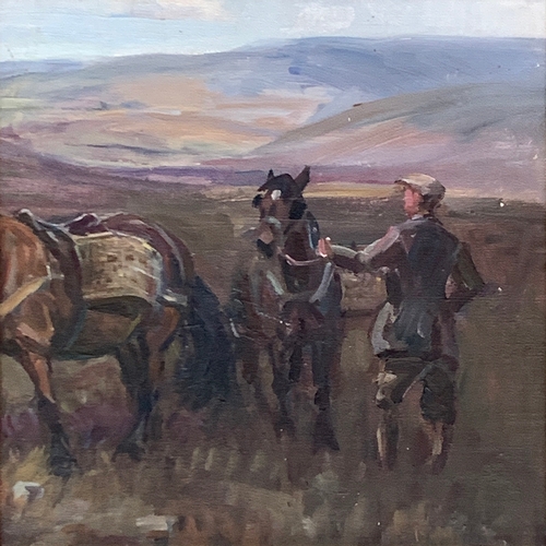 238 - Peter Biegel (1913-1988), Stalker and Ponies, oil on artists board, 21.5cm x 21.5cm

Provenance: bea... 