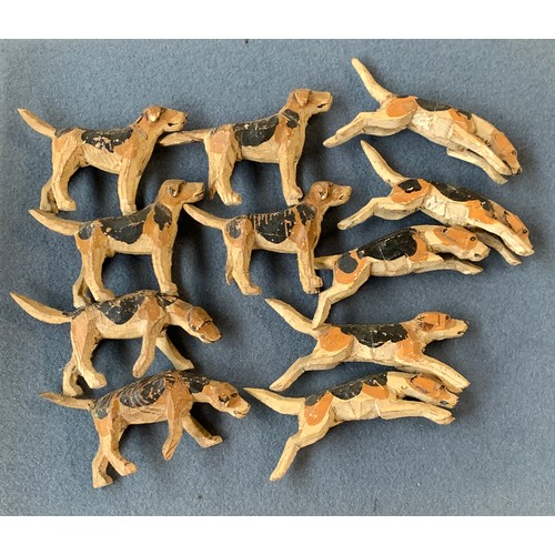 111 - A carved and painted wood fox hunting group attributed to Frank Whittington, of Forest Toys, compris... 