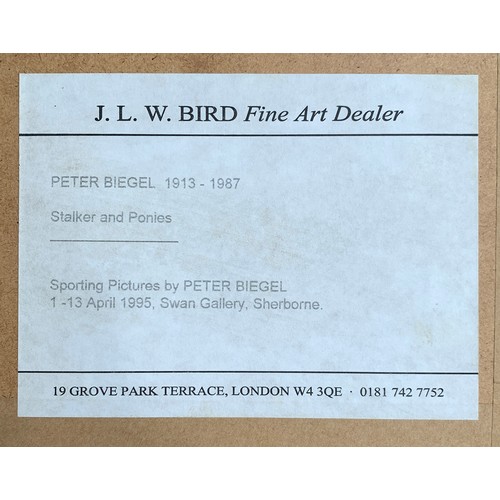 238 - Peter Biegel (1913-1988), Stalker and Ponies, oil on artists board, 21.5cm x 21.5cm

Provenance: bea... 