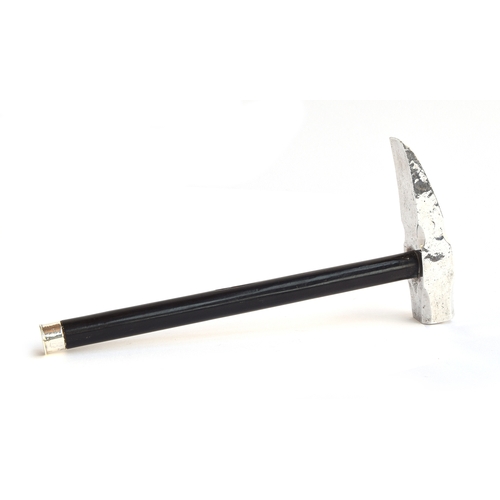 134 - A solid silver and ebony handled ice pick/hammer, 23cm long, gross weight 12.8oz