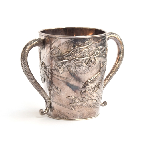 86 - A Kuhn & Komer silver twin handled dragon tankard, 16cm high, 23oz