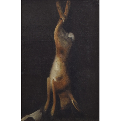 360 - 17th century Dutch, study of hanging hare, oil on canvas, 86x56cm