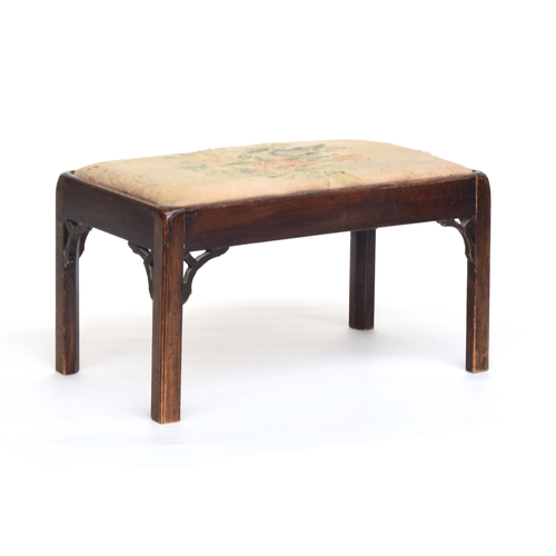 603 - A George III footstool, with drop in upholstered seat of moulded square section legs, 61cm wide