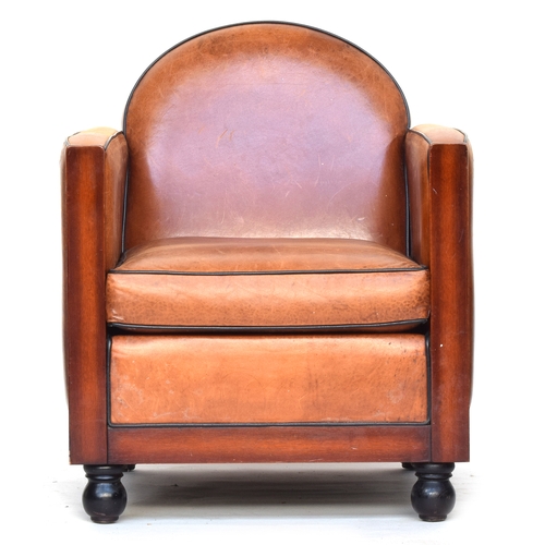 617 - An Art Deco style brown leather club chair, 69cm wide