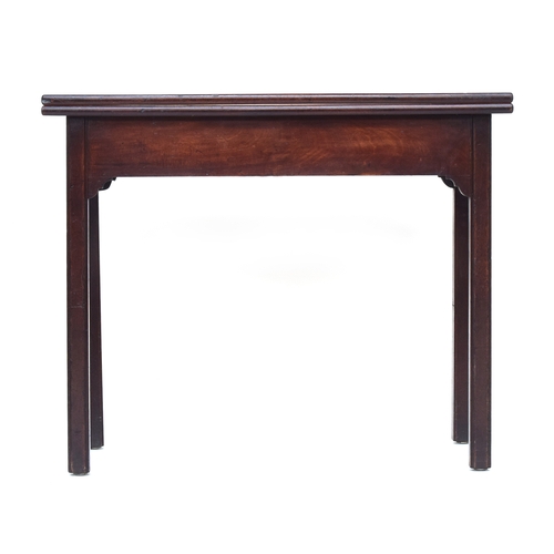 554 - A Regency mahogany tea table, foldover hinged top on double gateleg, on square section legs, 90.5cm ... 