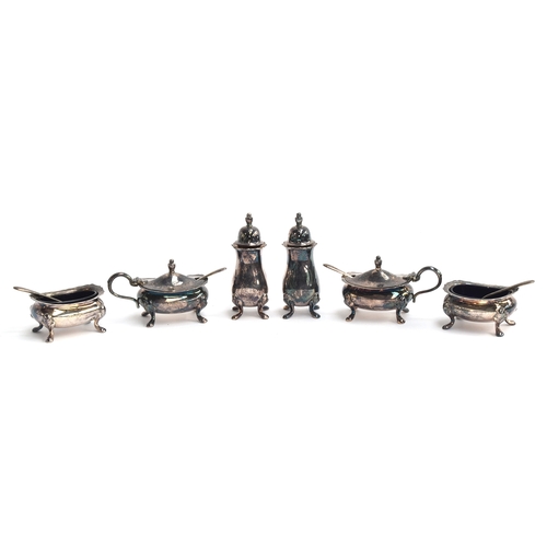 96 - A six piece cruet set by William Suckling Ltd, Birmingham 1962, comprising a pair of salts, pair of ... 