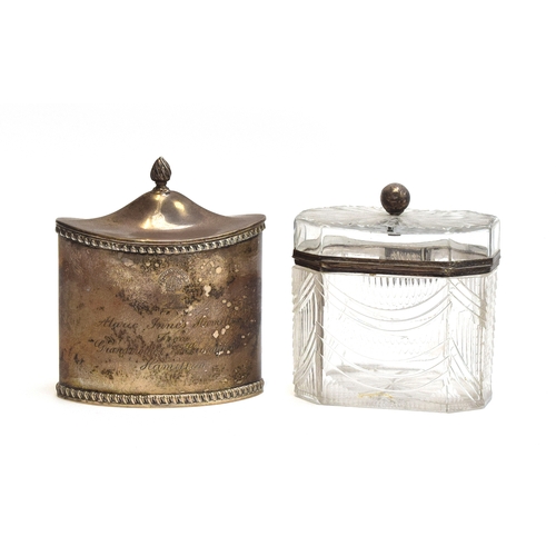 78 - A silver tea caddy by Haseler Brothers, London 1912, pointed oval form with gadrooned borders, 8.6oz... 