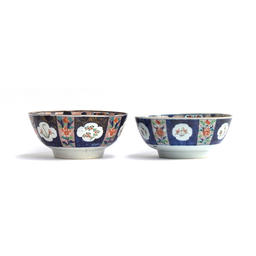 220 - A matched pair of Japanese Edo period verte imari punch bowls, some staple repairs, each approx. 30.... 