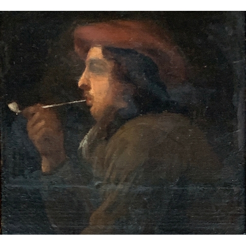 349 - 19th century oil on board, an Irishman with pipe, 13x14cm

provenance: the possession of Rt. Hon Jud... 