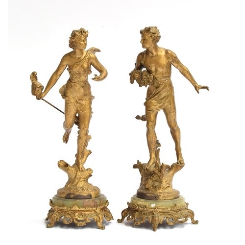 164 - After Ernest Justin Ferrand (1846-1932), two spelter figures painted in gilt, 'Maraudeur' and 'Apres... 