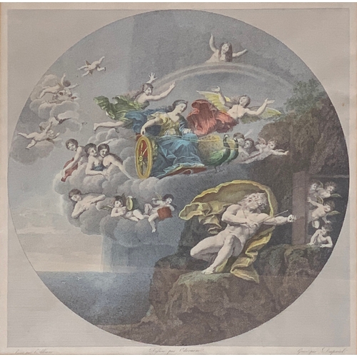 337 - After Francesco Albani, 'Le Feu' or 'The Element of Fire', hand coloured engraving depicting Venus, ... 