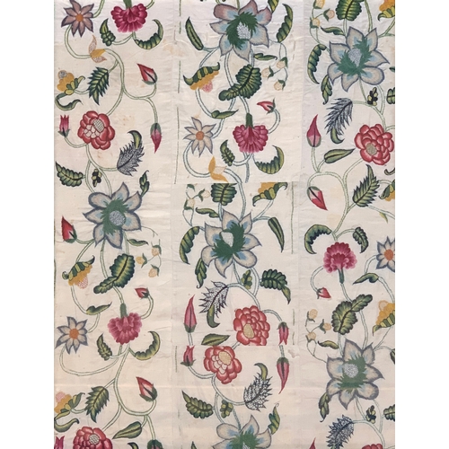 394 - A 19th century embroidered floral crewel work panel, 56x42cm