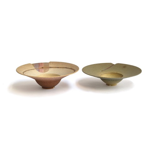 260 - Jon Middlemiss (b.1949), two rough textured studio stoneware bowls, an Eternity Serpent bowl, the sn... 