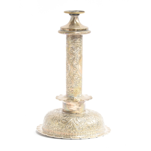 152 - A late Victorian floral chased table lamp base, by Hukin & Heath, Birmingham 1897, with removable we... 