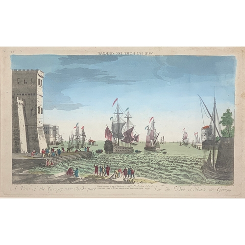 350 - P. Brookes, 'A View of the Gerzay near iside part, Vue de Port et Rade de Gerzay', 18th century hand... 