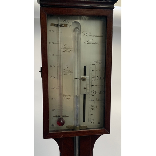 502 - A Georgian stick barometer by P Caminada Taunton, Somerset, 97cm long