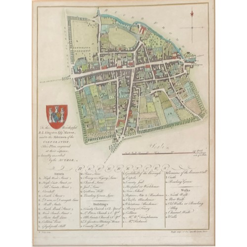 345 - John Hutchins, hand coloured 'Plan of Dorchester', commissioned by the Worshipful R.L. Kingston Esq ... 