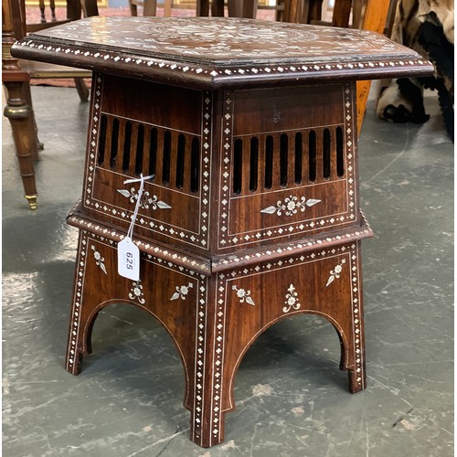 625 - An Anglo-Indian inlaid hexagonal occasional table, 38cm wide, 39cm high