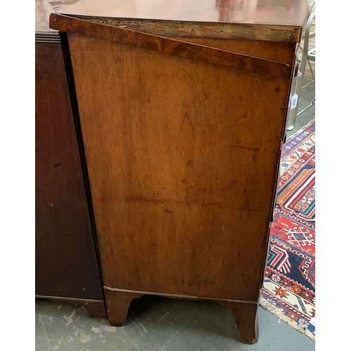 534 - A Regency mahogany bowfront chest of drawers, two short over two long, on shaped apron and swept bra... 