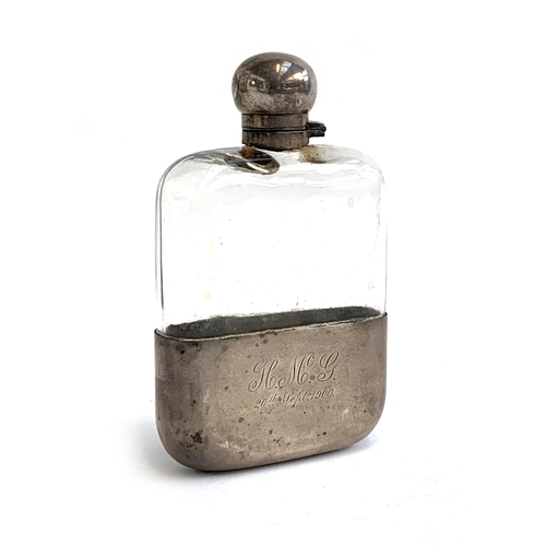 100 - A late Victorian silver hip flask by James Dixon and Sons, Sheffield, monogrammed H. M. G. 20th Sept... 