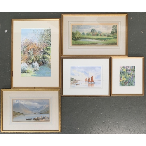 Roger Boud, 20th century watercolour on paper, boats at rest, 17x25cm ...