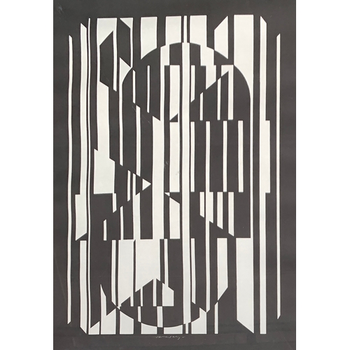 495 - Victor Vasarely (Hungarian-French, 1906-1997), untitled (abstract in black and white), c.1950, scree... 