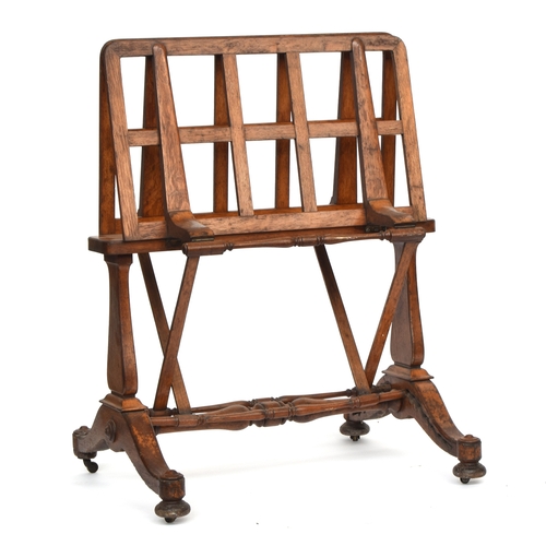 683 - A mahogany folio stand attributed to Gillows of Lancaster c.1840 with adjustable pitch lattice suppo... 