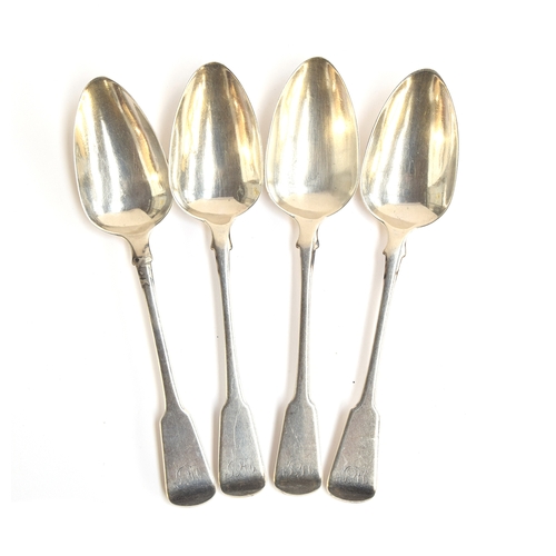 108 - A set of four George III fiddle pattern tablespoons, by Duncan Urquhart & Naphtali Hart, London 1808... 