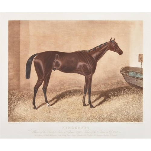 568 - Charles Hunt & Son (1803 - 1877), 'Kingcraft, Winner of the Derby Stakes at Epsom', colour lithograp... 