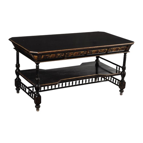 644 - An Aesthetic Movement ebonised and parcel gilt centre table, c.1880, in the manner of Collinson & Lo... 